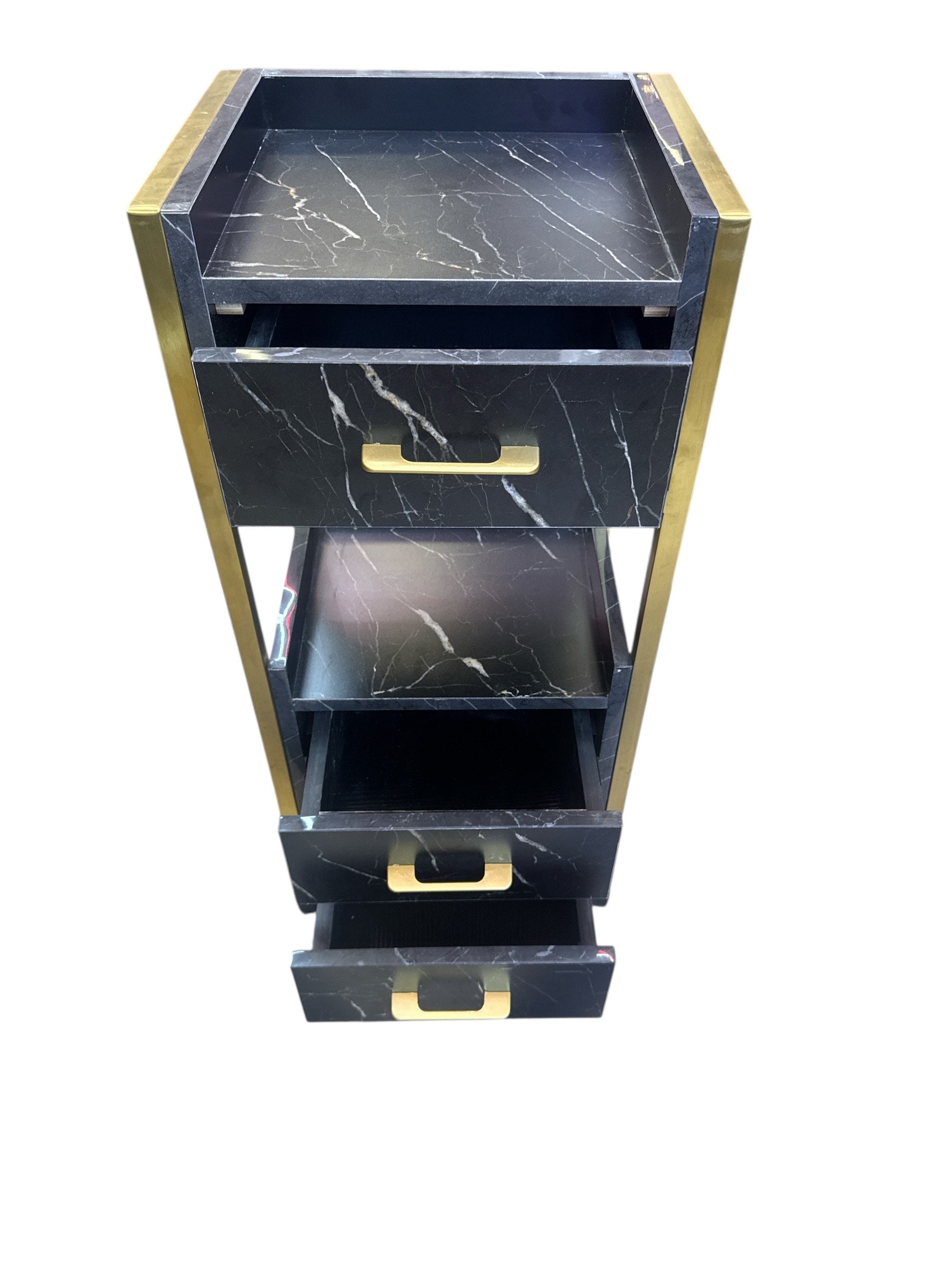 Hairdressing salon Special salon trolleys Tool cabinet black marble Hairdressing salon Multifunctional storage rack with drawer Hairdressing salon Assistance trolley.