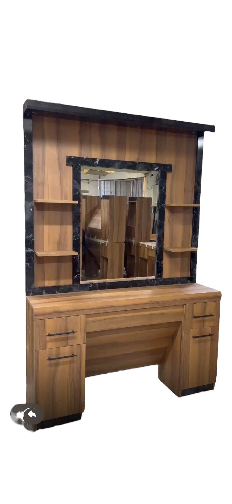 Barber mirror wood Golden Style.