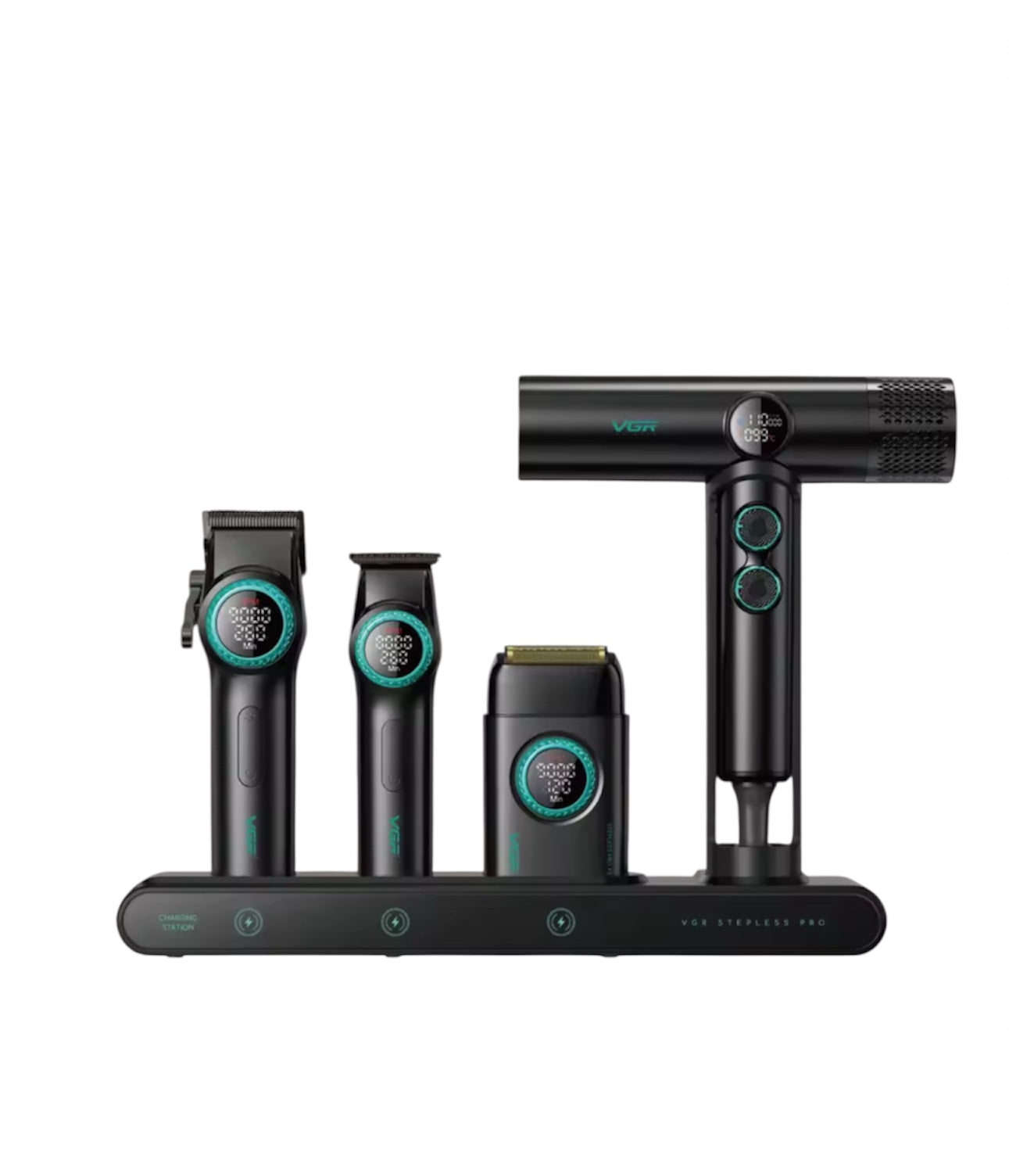 Barber VGR Hair Trimmer Professional Hair Clipper Cordless Barber Clipper 9000 RPM Beard Shaver Hair Dryer Infinitely Variable Pro 4-in-1
